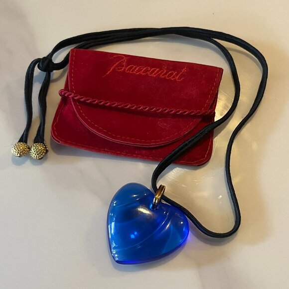 Baccarat Blue Heart Crystal Pendant - Retired Design - Picture 2 of 6